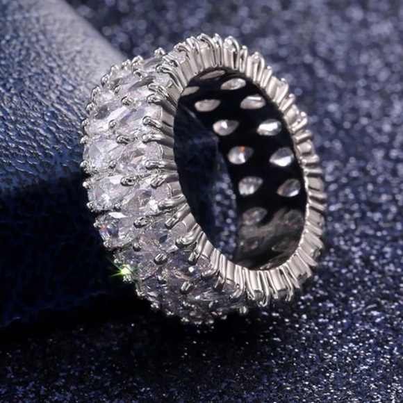 NEW ETERNITY BAND 925 STERLING SILVER DIAMOND RING, CUTE RING, SHINY RING. - Picture 5 of 6